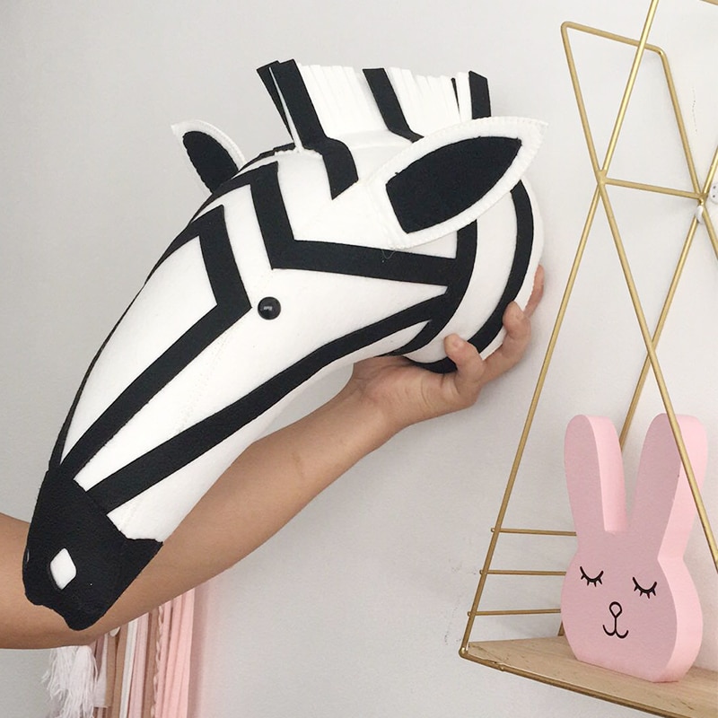 Kids Room Decor Felt Zebra Handmade Felt Animal Heads Elephant Fox Lion Head Wall Hanging Decor For Kids Room Nursery Room Decor