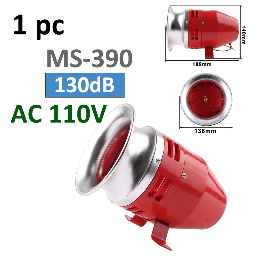 MS-190/290/390 DC 12V 24V 220V 110V rouge Mini sirène de moteur en métal alarme industrielle son garde électrique contre le vol 130dB: Violet