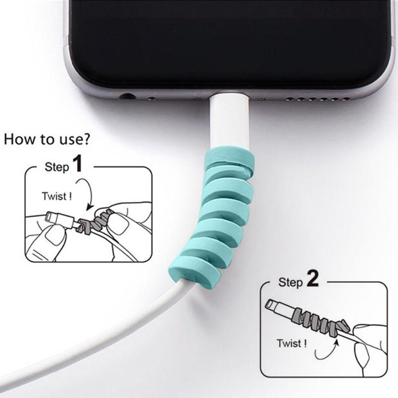 1PC Oplaadkabel Protector Saver Cover Voor iPhone Android USB Charger Cable Koord Mouwen Spiraal Beschermende 35*10mm