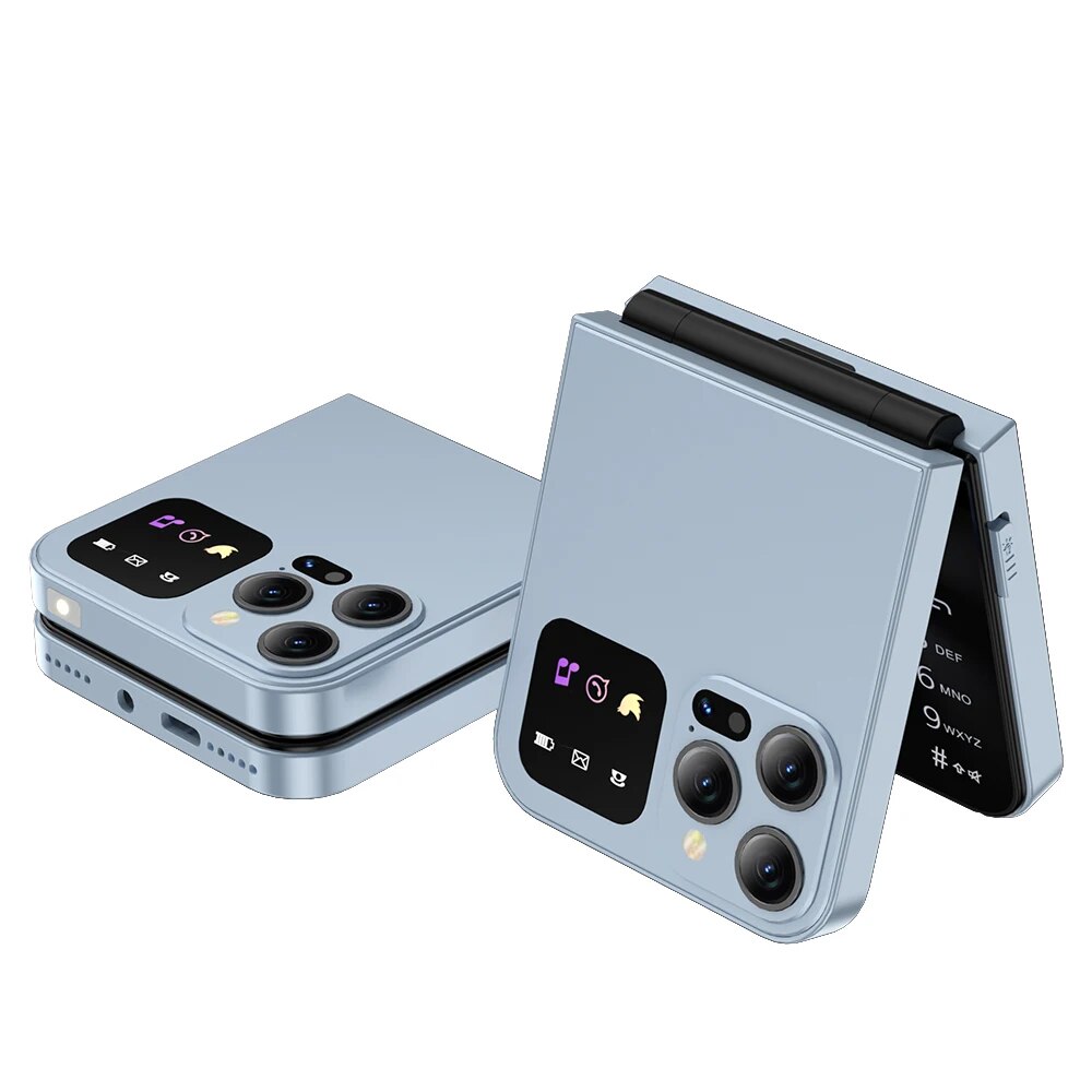Servo a50 pro dobrável telefone móvel automático rádio fm chamada registro velocidade dial voz mágica dupla sim gsm desbloqueado celular 2.4 "tipo-c: Preto