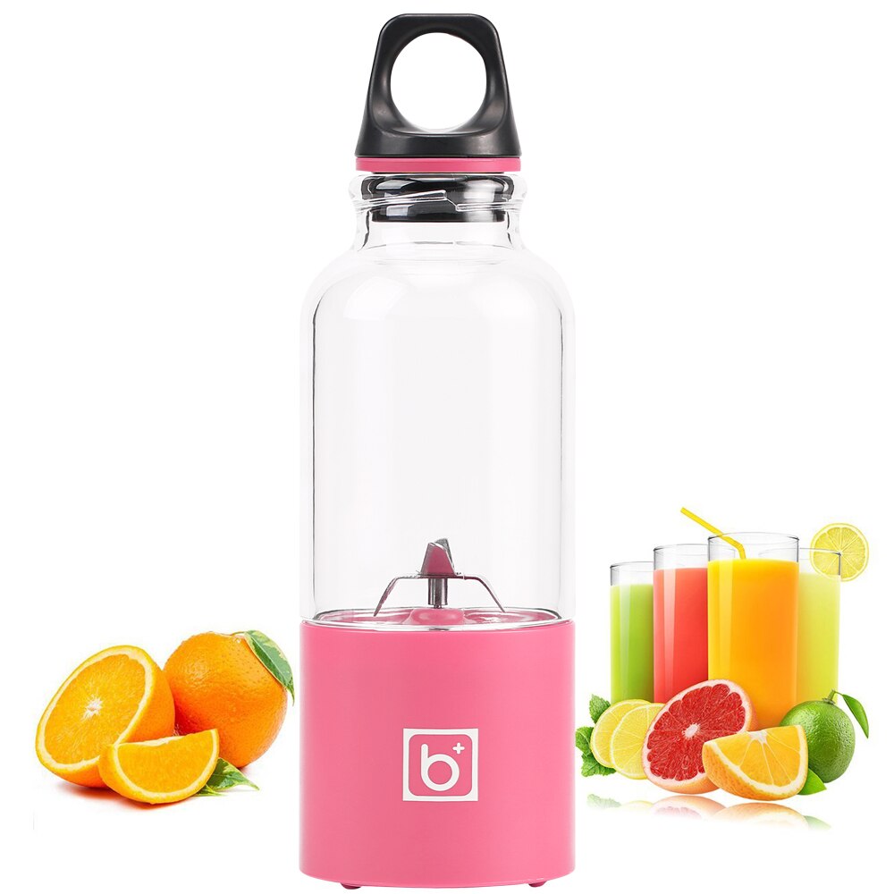 500ml 4- blads bærbar blender juicer maskine mixer elektrisk mini usb foodprocessor juicer smoothie blender kop maker juice: 1 stk lyserød