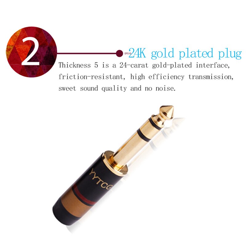 1 pz Jack Stereo 6.35mm 6.3mm connettore Jack maschio 6.35 spina altoparlante connettore Audio placcato in oro