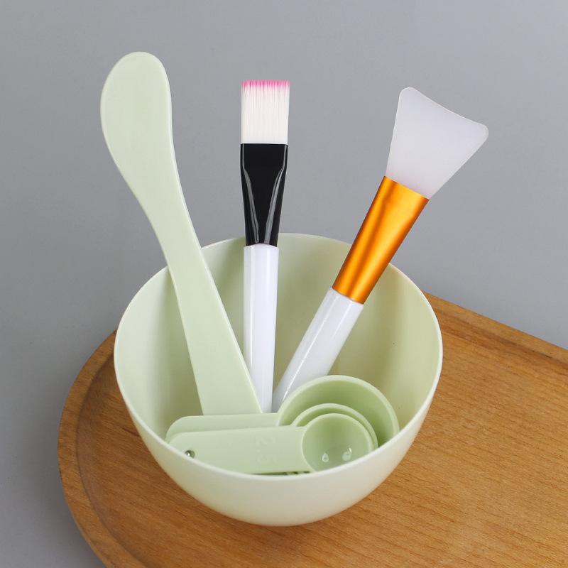 【B】7-teiliges DIY-Gesichtsmasken-Mischset Gesichtsmasken-Mischschüssel-Set Gesichtsmaskenschüssel, Spatel, Silikon-Gesichtsbürsten, Löffel: schwarz