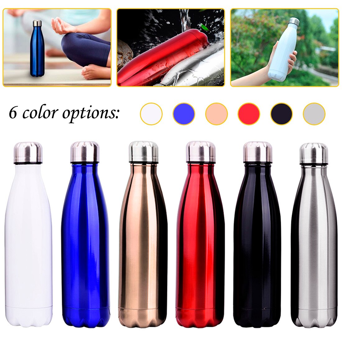 500ml vacuümflessen 304 roestvrijstalen wijnflesvormige thermosfles voor in de auto, reis, bowlingfles vacuümfles