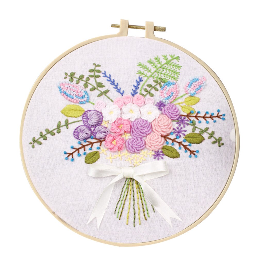 Tiger Pattern Beginner Embroidery Kit DIY Needlework Set With Embroidery Ring Canvas And Thread Adult Crafting Stamped Cross Stitch Hand Embroidery Starter Kits, Style 1