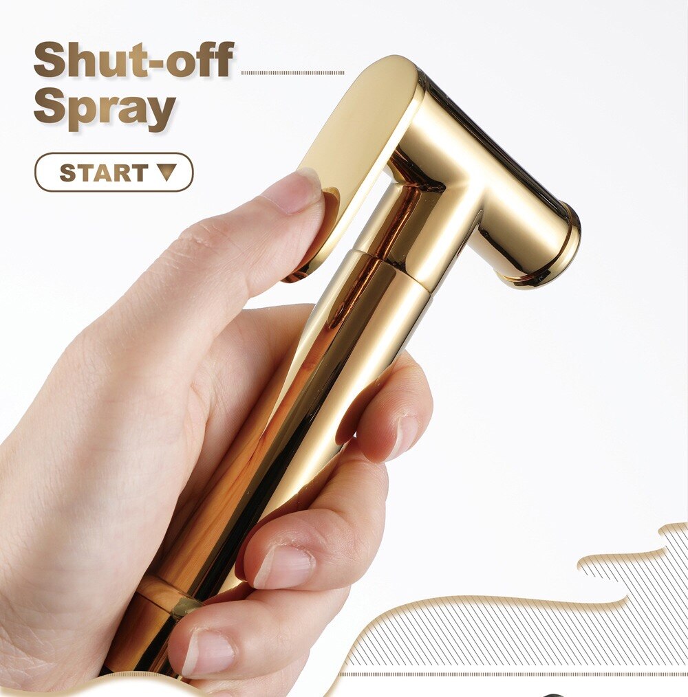 Biggers Sanitaire Goud Kleur Messing Badkamer Wc Bidet Douche Set Hoge Druk Shattaf Spuit Met Doucheslang