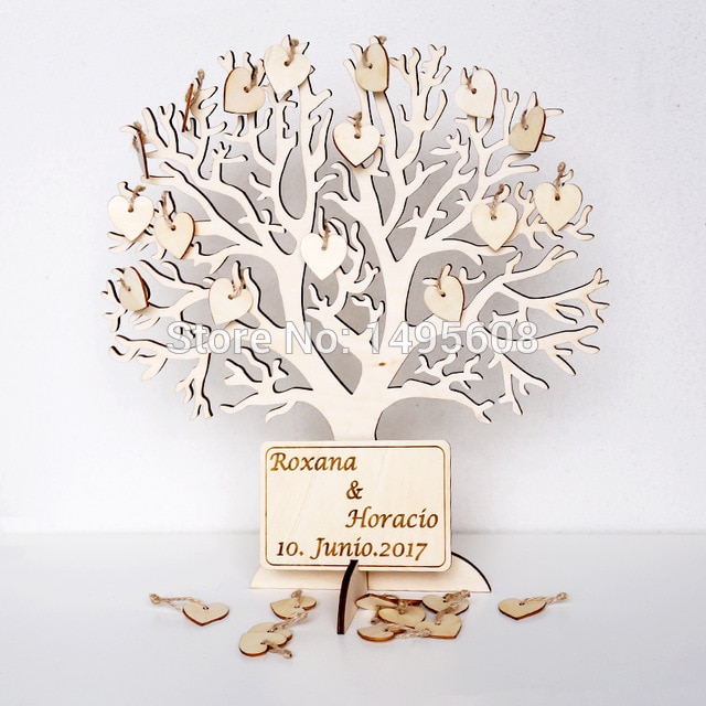 Ønske træ stort træ gæstebog alternativ 3d unikke gæstebog bryllupsskilt m indgraverede navne indrammelig kunst souvenir