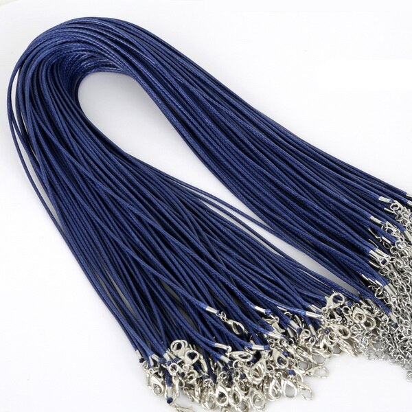 10 stücke Montage 1,5mm Leder String Schnur 45 + 5cm Ketten Karabinerverschluss Einstellbar Armband Charms Anhänger Für DIY Schmuck Erkenntnisse: Royal Blue