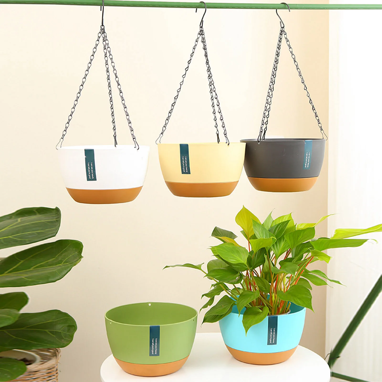 Hangende Bloempotten Met Afvoergat Plastic Aan De Muur Gemonteerde Bloempot Thuis Kantoor Tuin Artistieke Decoratie