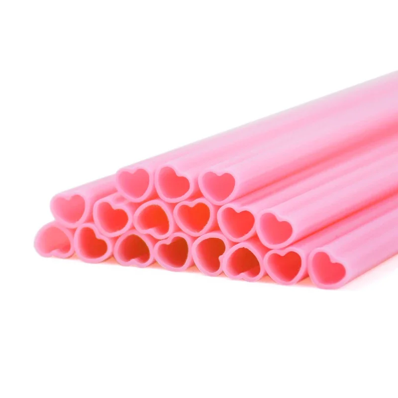 50 Uds. Pajitas desechables rosas en forma de corazón para beber, pajitas con boca de amor, suministros para de cumpleaños y boda, del Día de San Valentín