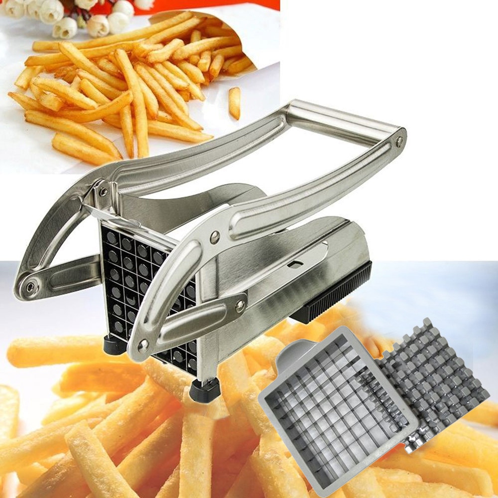 Stainless Steel Potato Chips Making Machine French Fries Potato Chopper Machine Cutting Machine 2 Blades Different Holes