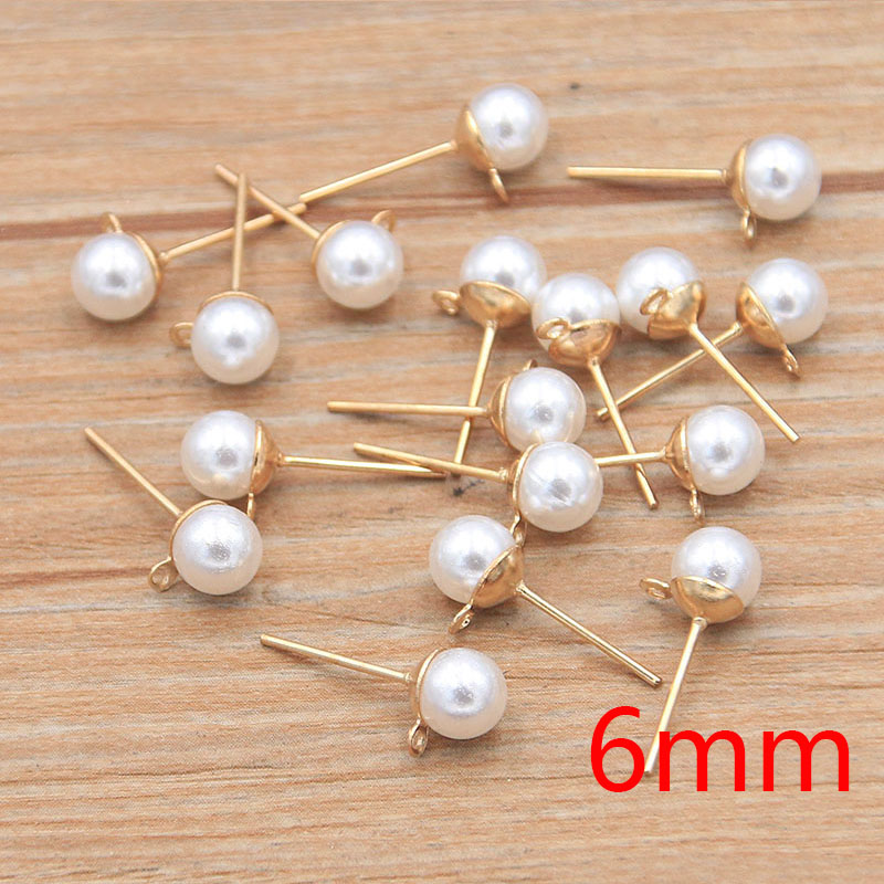 50 Stuks 2 Kleur DIY Imitatie Parel Oorbellen Bevindingen Met Baksteen Sluitingen Sieraden Maken Accessoires Ijzeren Haak Slangetje Handgemaakte: Black
