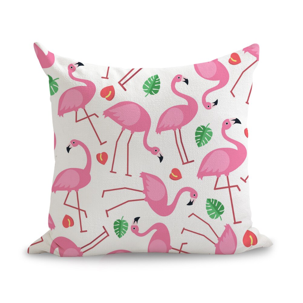 Rosa flamingos gröna blad mönster kudde euroöverdrag dekorativ massageapparat dekorativa kuddar heminredning
