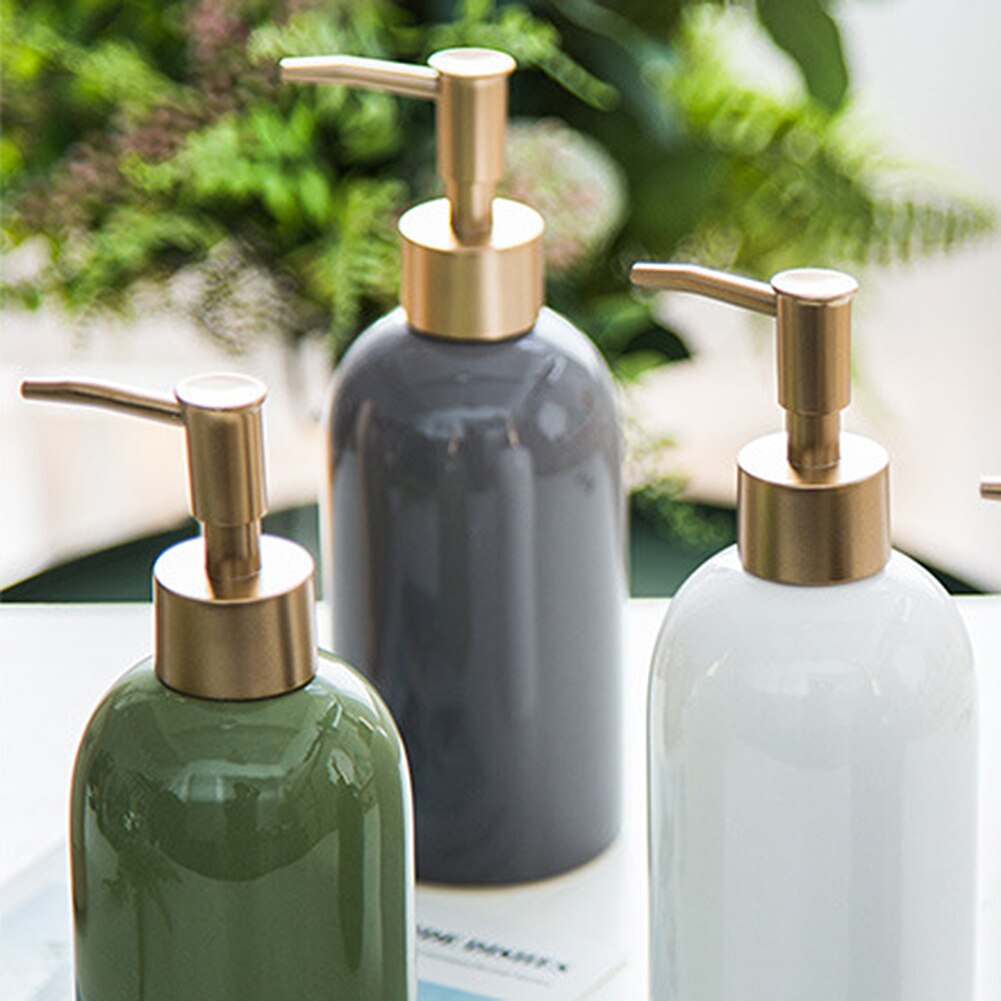 420ml flydende sæbe shampoo shower gel keramisk tom pumpe flaske beholder dåser til opbevaring glasflaske til slim krukke