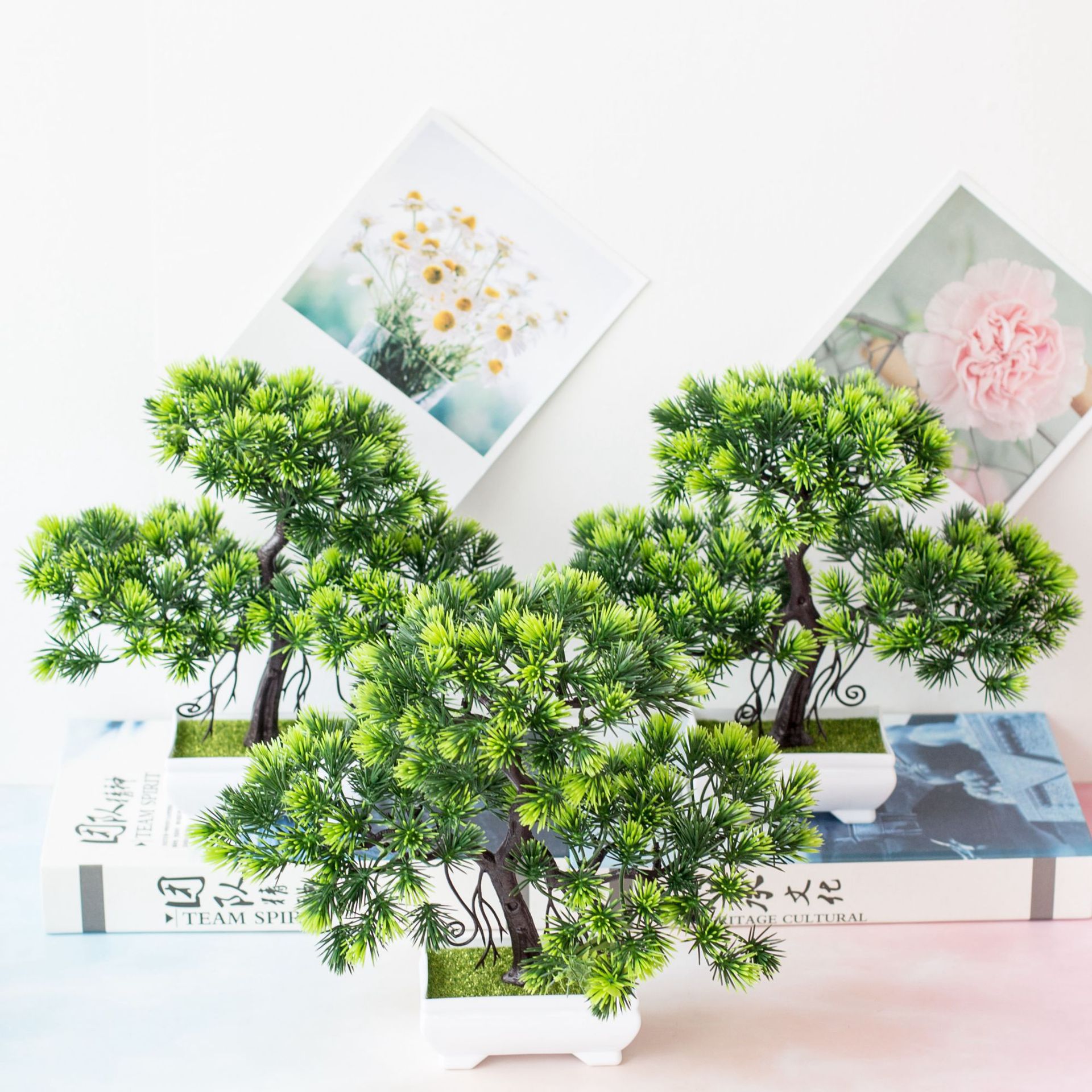 Petit arbre vert artificiel de vœux pour les invités, fausse plante bonsaï en pot, pour la maison, la chambre à coucher, le jardin, le bureau ou une fête d'hôtel, 26cm