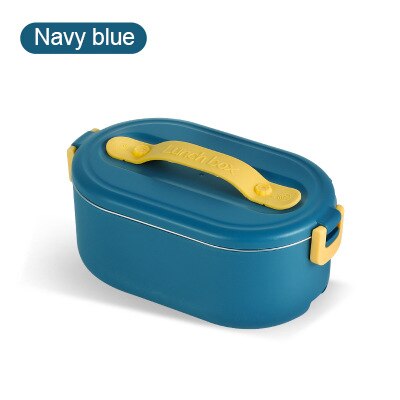 DMWD 220V Lunch Box Food Container Portable Electric Heating Food Warmer Heater Rice Container Dinnerware Sets For Home: Navy blue