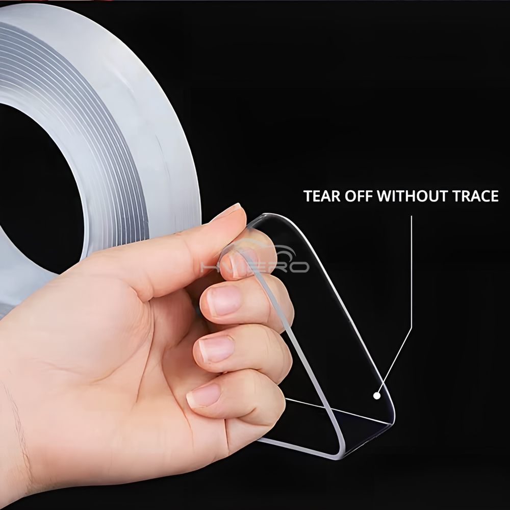 1m/3m/5m nano-tejp spårlös dubbelsidig transparent återanvändbar vattentät resistent värmehäftande rengöringsbar 10mm bredder bilverktyg