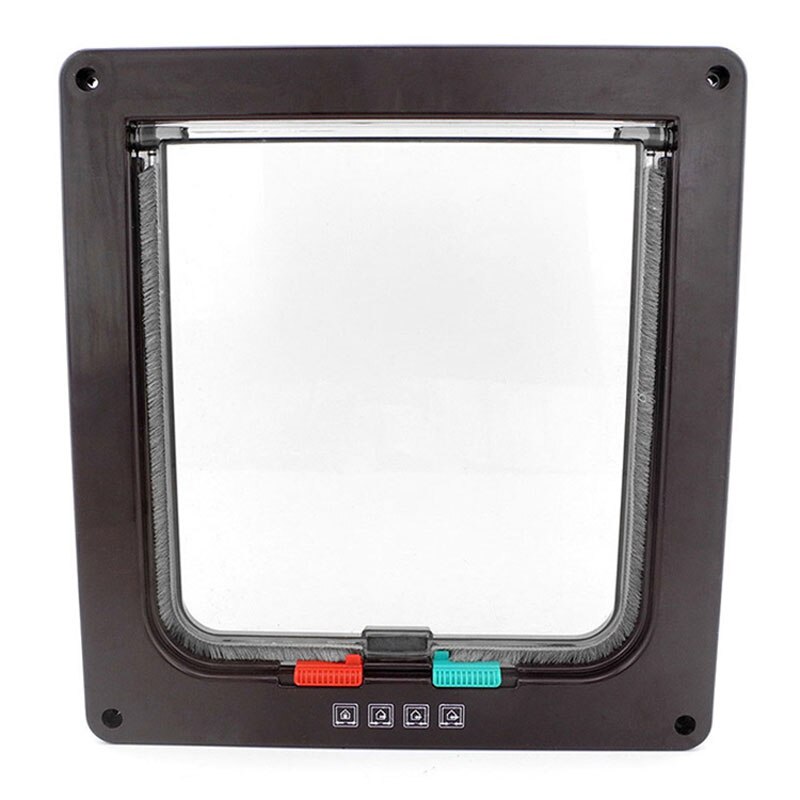 Pet Dog Door Lockable Household Doghole Automatic Safe Entry Frame Screen Dog Cat Gate Door Puppy Animal Hole: Coffee / M