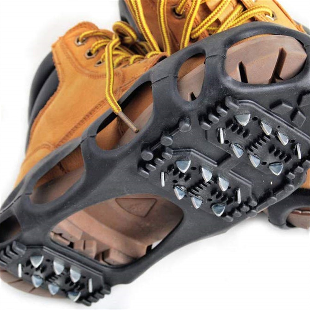 40# 24 Teeth Steel Ice Gripper Spike Shoes Non Slip Crampon Climbing Snow Spikes Crampons Cleats Grips Boots Cover Ice Gripper