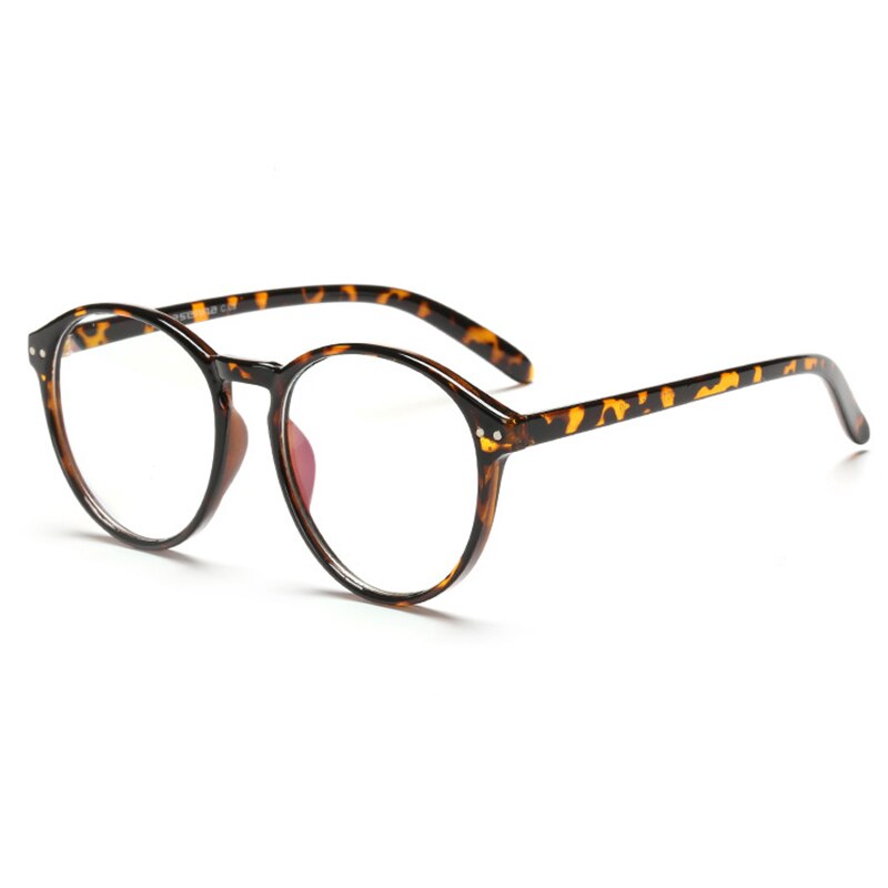 UVLAIK-Montura de lentes ópticos transparentes para hombre y mujer, anteojos redondos Retro hechos a mano, con lentes transparentes circulares: Leopard