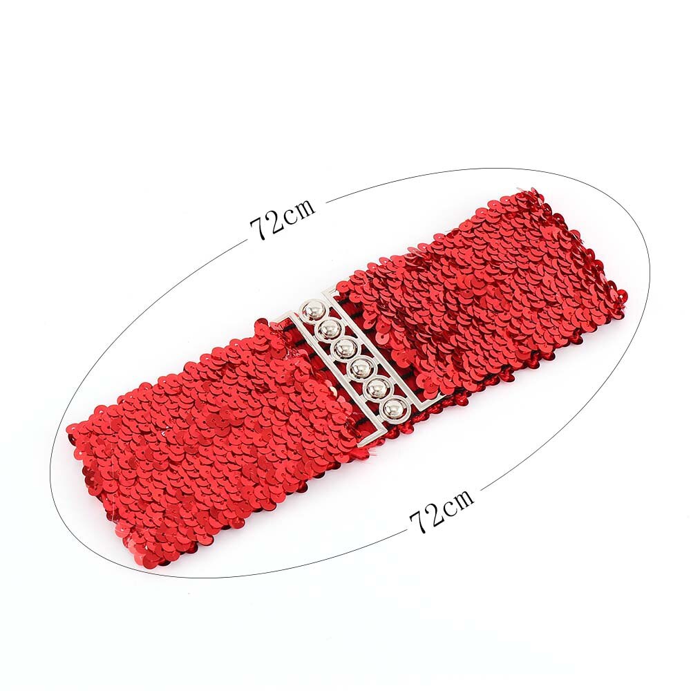 Damer midjebånd sjarmer kvinner elastisk paljett mage midje belte casual stretch belte spenne korsett brede midje belter