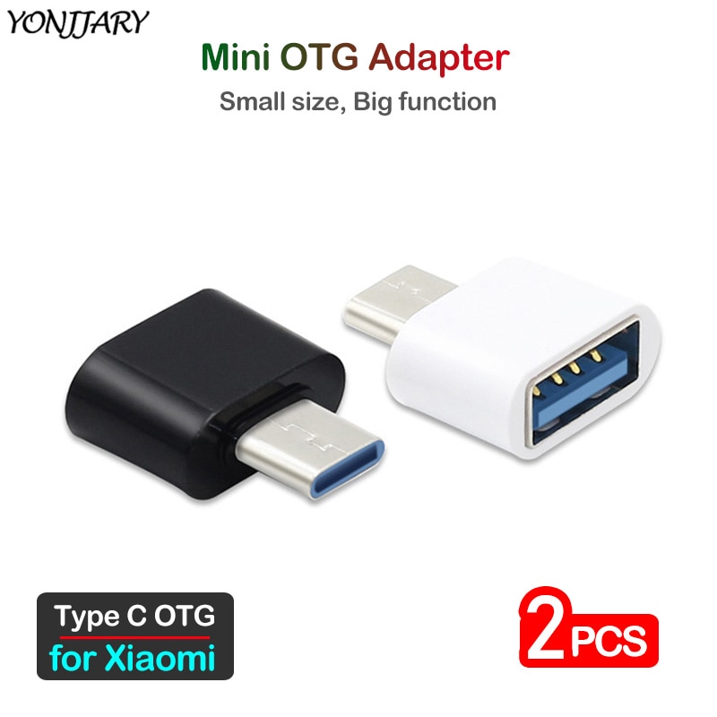 2 uds tipo C Adaptador USB OTG para Xiaomi Mi A1 A2 A3 Max 3 mezclar 2 2S 3 Mi nota 2 3 10 Pro CC9 CC9e Poco X2 F1 USB-C conector OTG