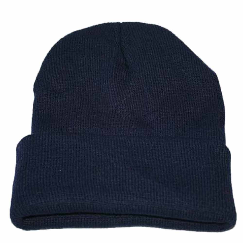 Berretto lavorato a maglia Unisex Slouchy berretto Hip Hop cappello da sci caldo gronda Hairball cappello lavorato a maglia protezione dell'orecchio caldo cappello di lana berretto alla moda Cap50: Dark Blue 