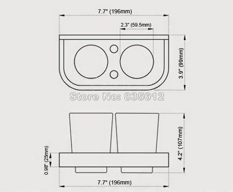 Black Oil Rubbed Bronze Bathroom Accessory Wall Mounted Toothbrush Holder with Two Ceramic Cups Wba197