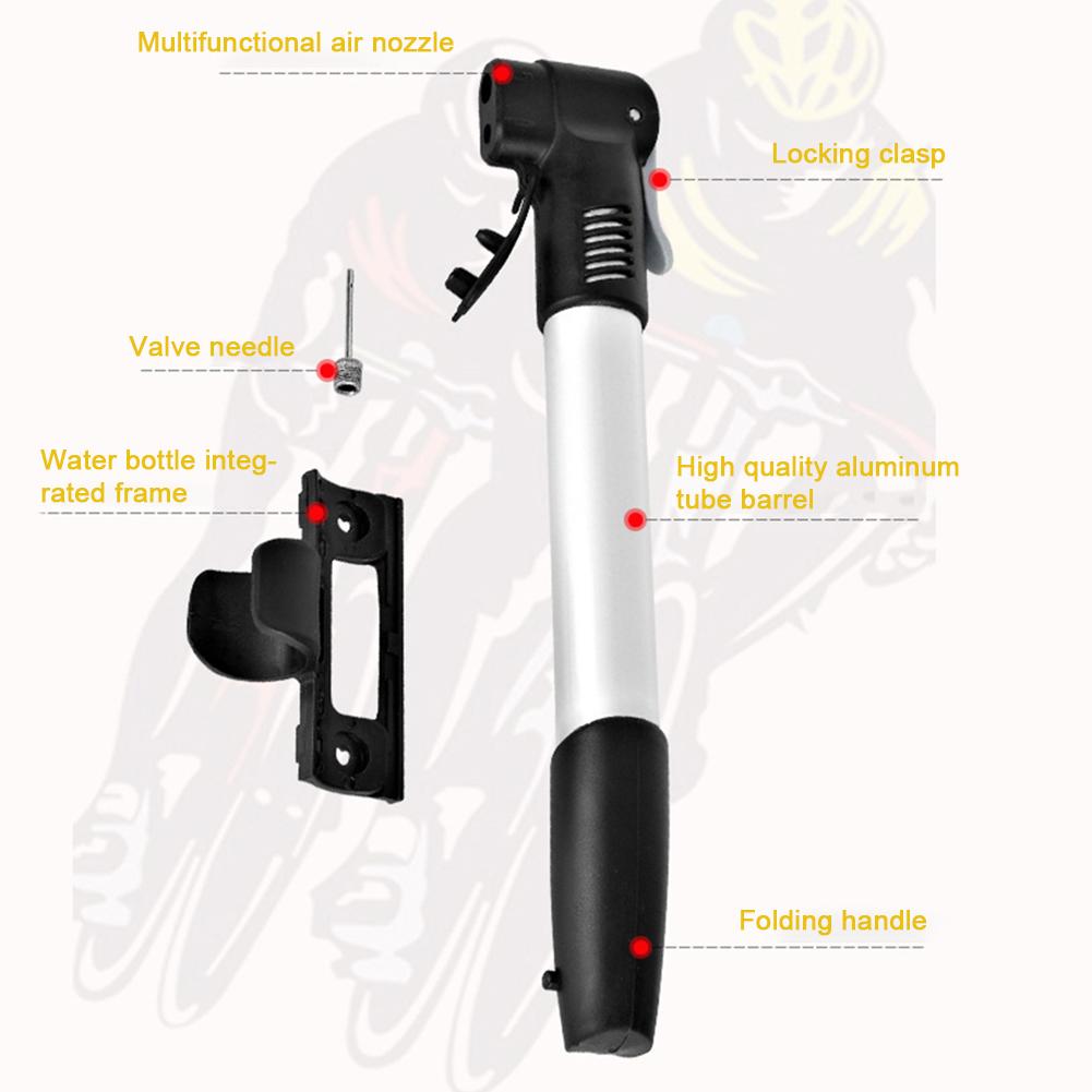 Bicycle Pump Mini Portable Aluminum Alloy Bike Pump Hand Bicycle Tire Air Inflator Ball Needle Valve MTB Portable Bike Pump