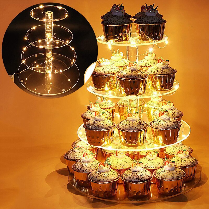 3/4/5 Tier Acrylic Wedding Cake Stand Crystal Cup Cake Display Shelf Cupcake Holder Plate Birthday Party Decoration Stands