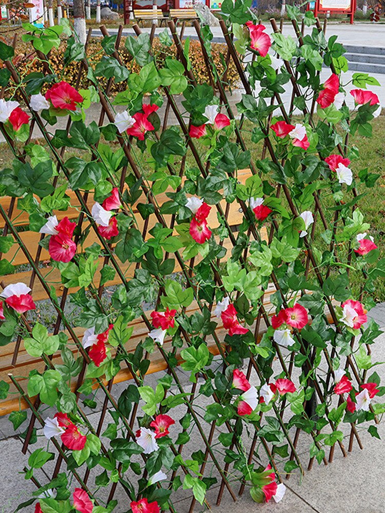 Valla de madera Artificial retráctil con flores, cerca de privacidad para jardín, seto de hoja, Red de madera para restaurantes, decoración de pared