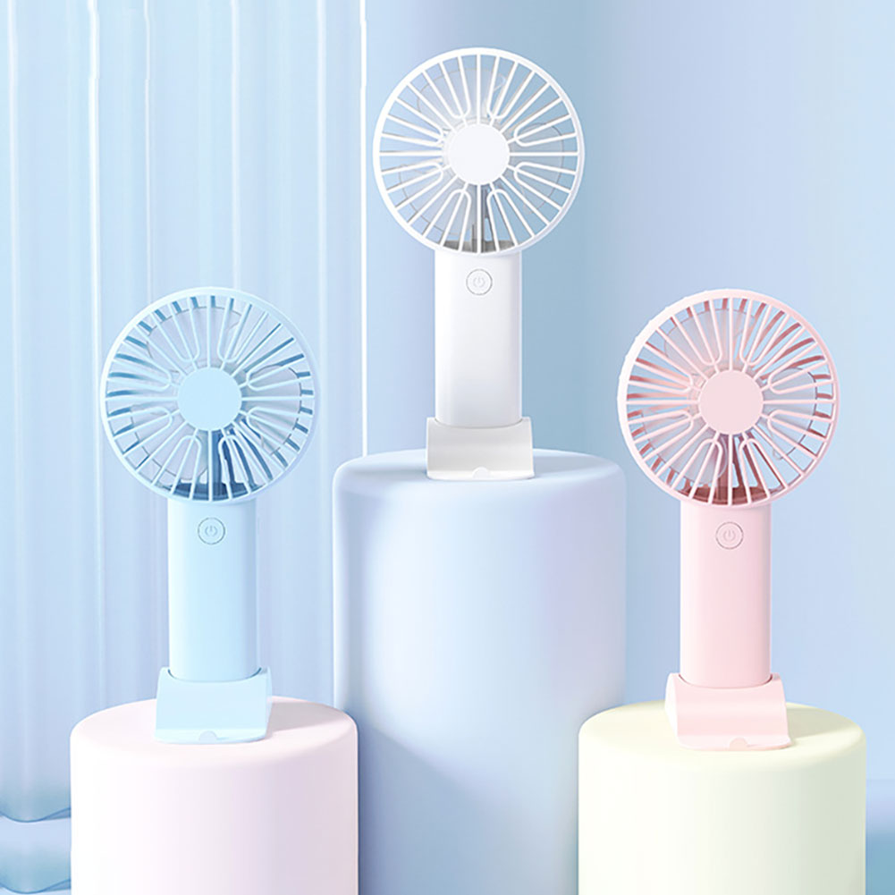 Ventilador portátil de mano recargable por USB, miniventilador de verano para exteriores, ventilador de escritorio de 3 engranajes con soporte para teléfono para oficina y estudio