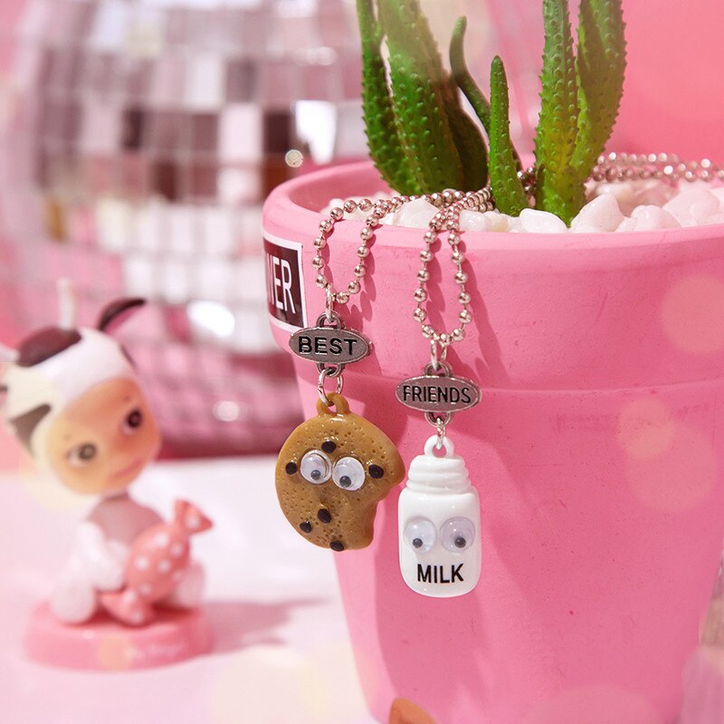 1 stuks mini Oreo koekjes en koffie hanger ketting Beste vriend Cookies melk BFF voedsel vriendschap sieraden