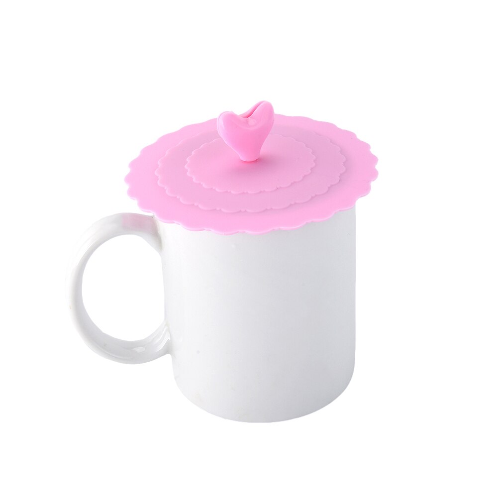 Love Heart Fashionable Food-grade Silicone Cup Cover Heat-resistant Safe Healthy Silicone Lids 9 Colors: F