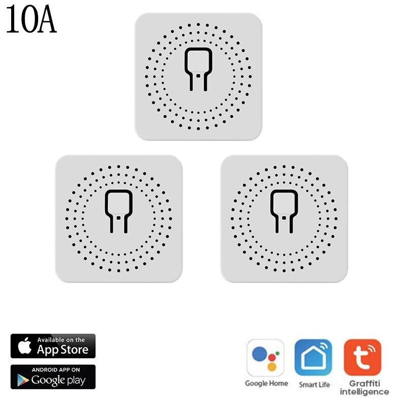 10A Diy Mini Smart Wifi Switch Ondersteunt 2 Manier Controle Smart Home Universele Module Werkt Met Alexa Google Thuis Smart leven App: 3PCS 10A