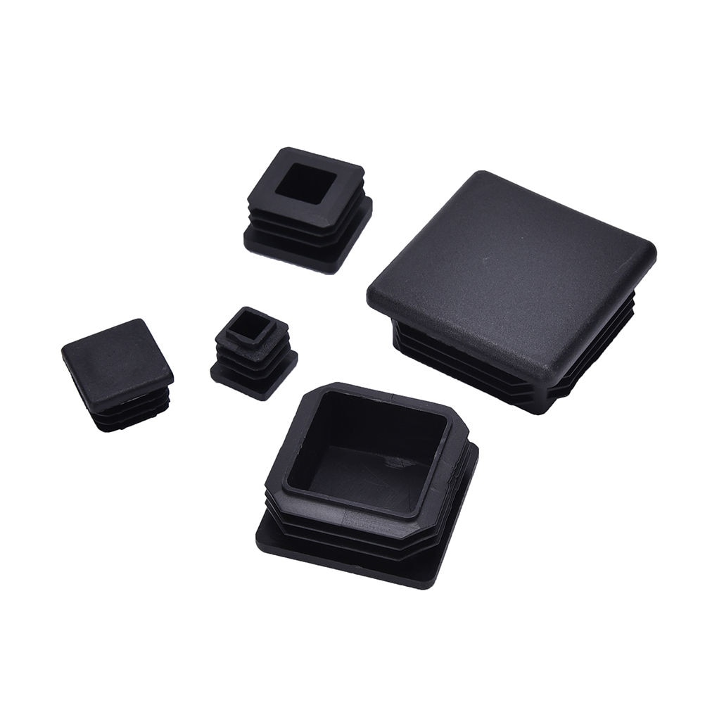 10pcs Chair Leg Plastic Blanking End Cap Square Tube Insert Black 15mm 20mm 25mm 30mm 40mm 50mm