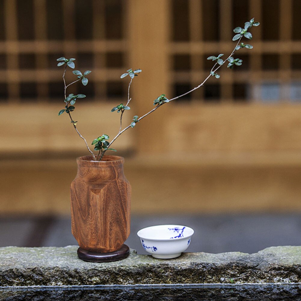 Living Room Tabletop Party Japanese Style Home Decor Centerpiece Office Wood Vase Freestanding Retro Wedding Flower Pot