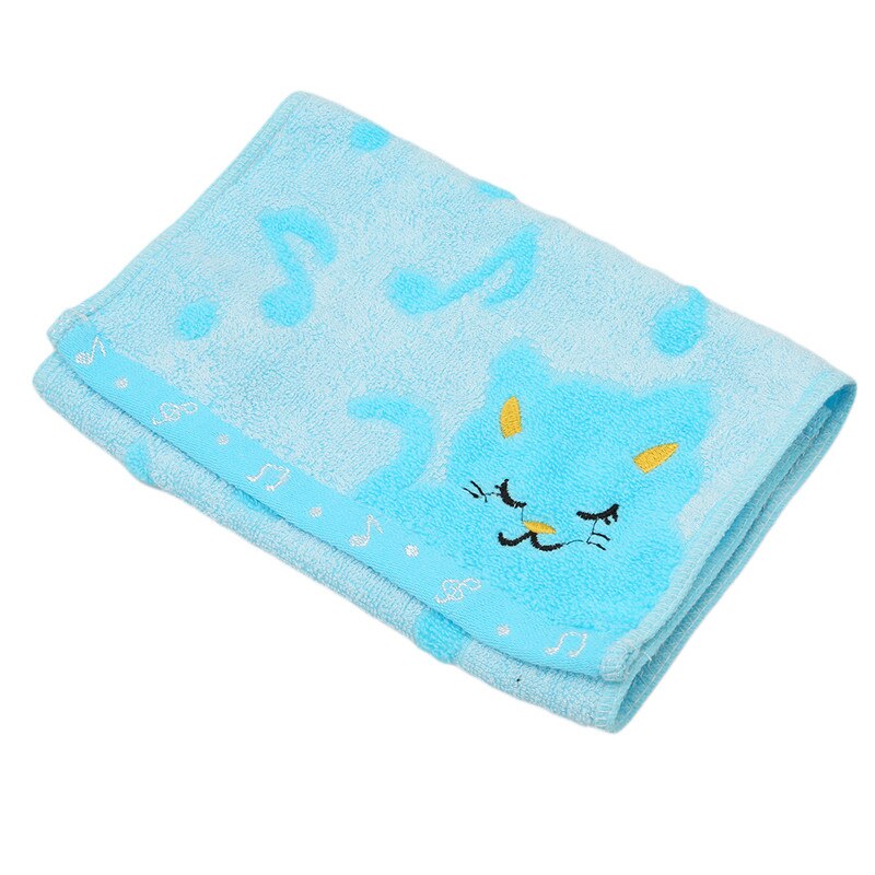 48*24.8cm tegnefilm børnehåndklæde børns jacquard broderi noter jacquard noter kat lille håndklæde: Blå