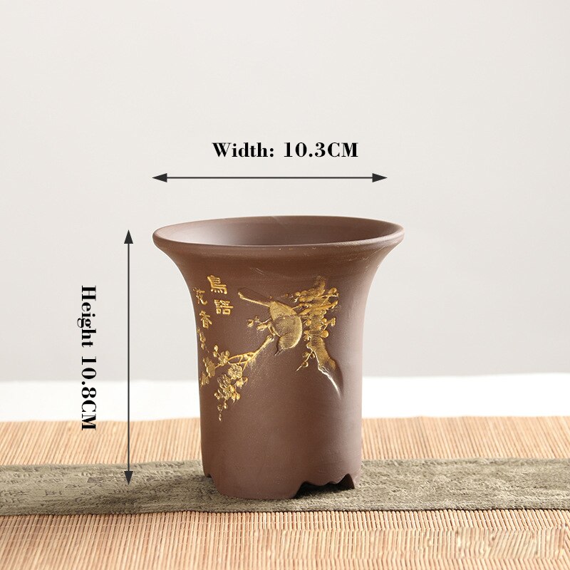 Håndlavet indendørs plante bonsai saftige keramiske potter kinesisk vase terra cotta potter keramik blomsterpotter dekorative potteblomster: 02