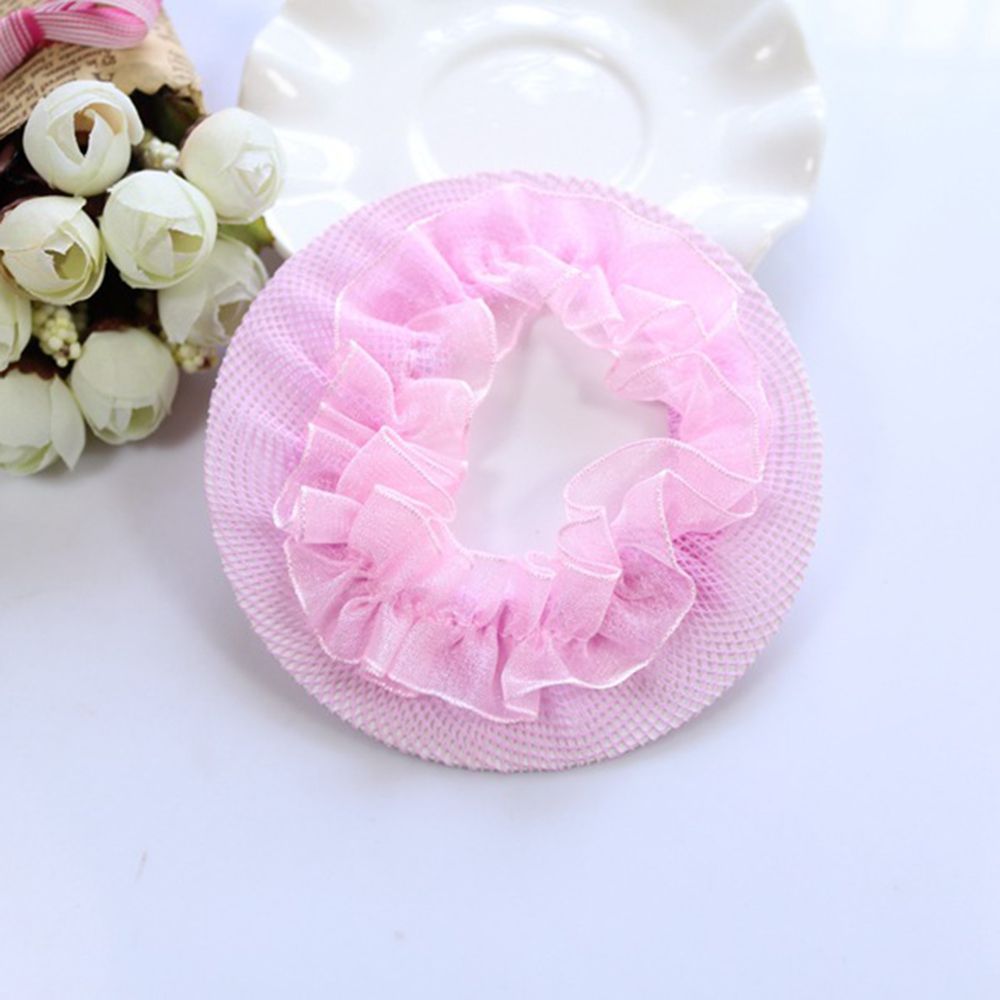 Cute Girls' Flower Bun Hair Nets for Dancers Kids' Bun Net Bun Cover Hair Accessories Dancewear Hair Styling Accessory: pink