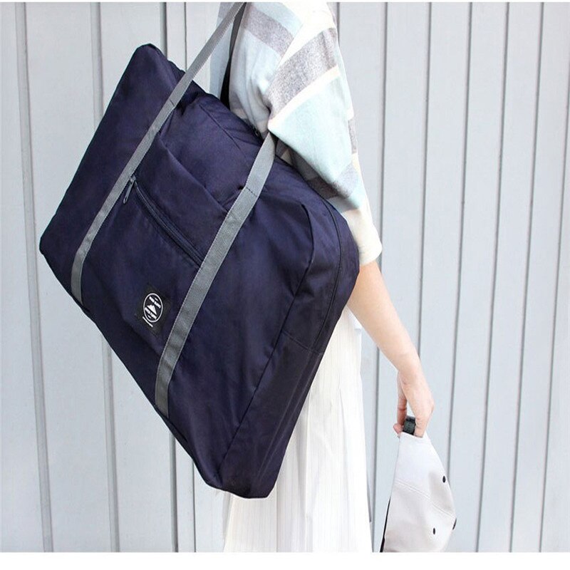 Waterdichte Grote Capaciteit Plunjezak Effen Kleur Opvouwbare Reistassen Unisex Kleding Organisatoren Tas Verhogen Trolley Tassen: navy blue
