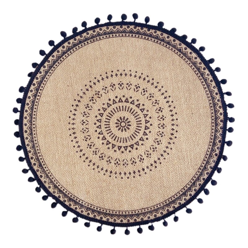 Napperon rond tissé en macramé, napperon rond, bohème, glands, tapis de Table, tasse, assiette, dessous de verre, directe