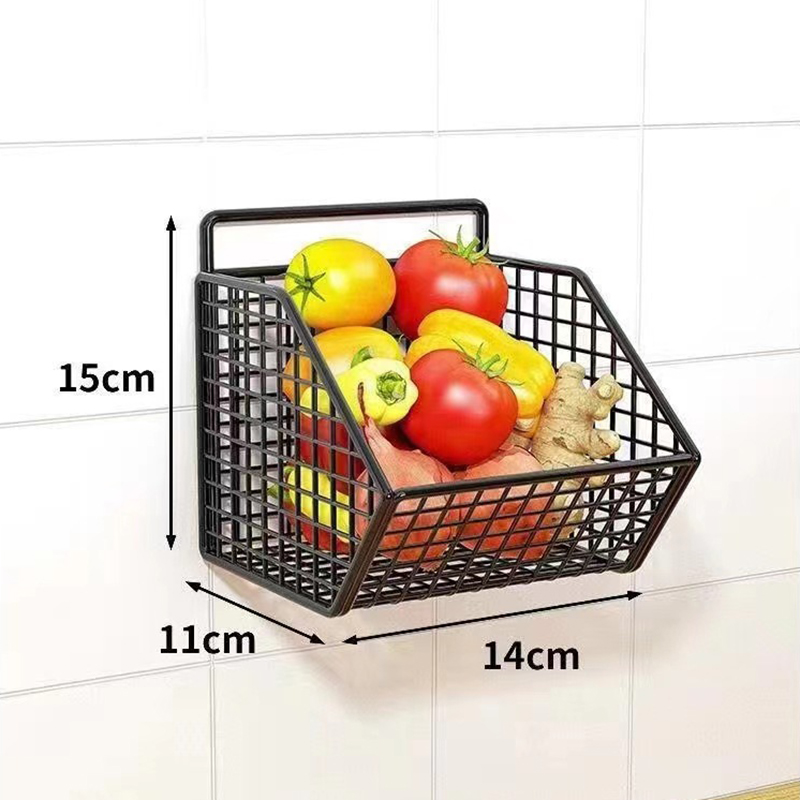 Cesta de armazenamento de cozinha montada na parede, rack de armazenamento de fio durável para legumes e frutas, adequado para organização doméstica: Verde Bronze
