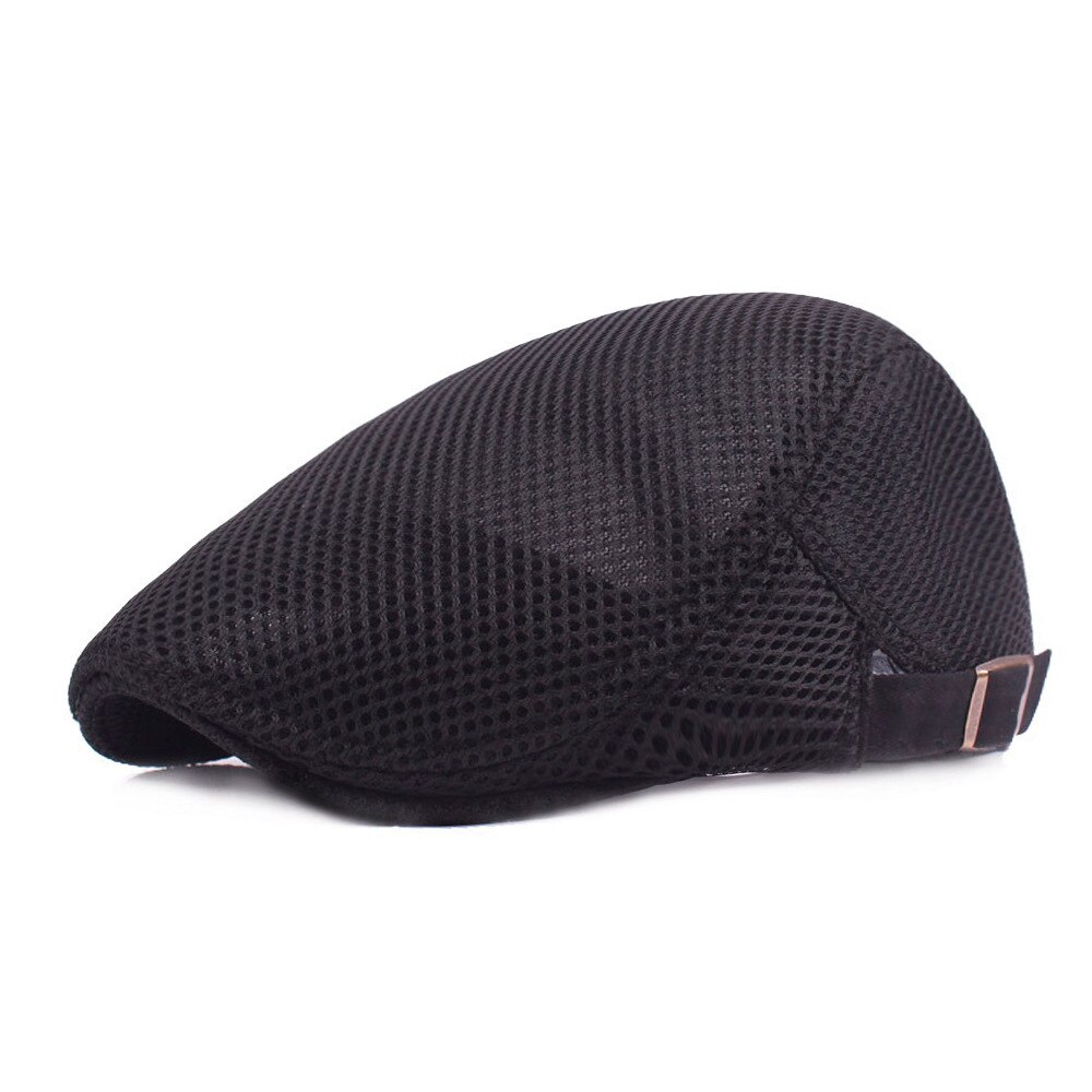 Summer Mesh Beret Hats for Men Women Casual Unisex Denim Beret Caps OutDoors Flat Cap: black