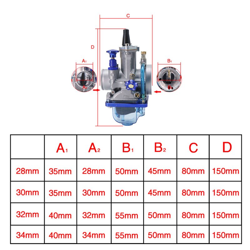 ZSDTRP-carburador para motocicleta Keihin Power Jet PWK, cubierta transparente azul, para 28, 30, 32, 34mm, 2T, 4T