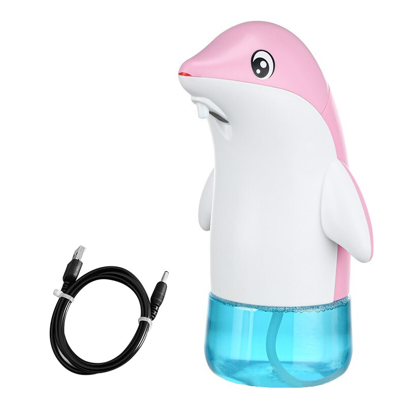 Cute Dolphin Automatic Soap Dispensers For Child Kitchen Bathroom Soap Bottle Intelligent Induction Foam Bubble Antiseptic Hands: Pink