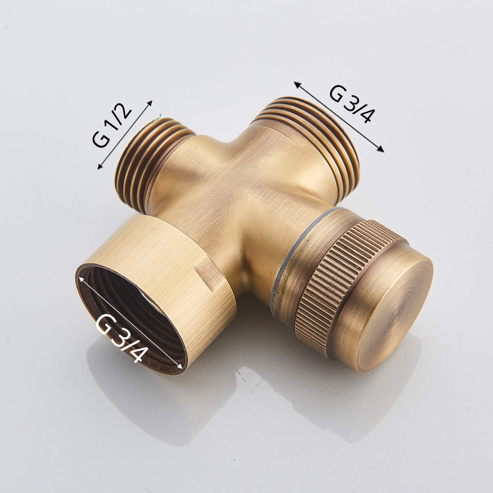 Antique Brass Shower Mixer Valve Toilet Filling Valves Wall Handshower Bracket Shower Arm Extend Tube Double Triangle Valve