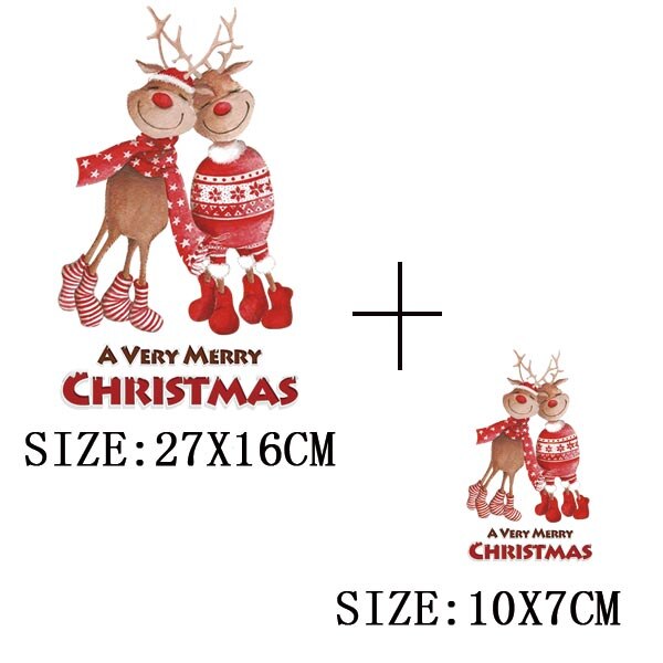 Dejlige hjorteplaster til tøj diy vaskbart jern på varmeoverførselstøj klistermærke glædelig juledekoration: D -279-1-2