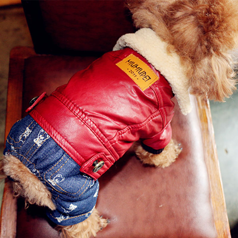 Vinter efterår hundetøj til små hunde bomulds jumpsuit til chihuahua hvalpe overalls til yorkshire fransk bulldog denim kostume