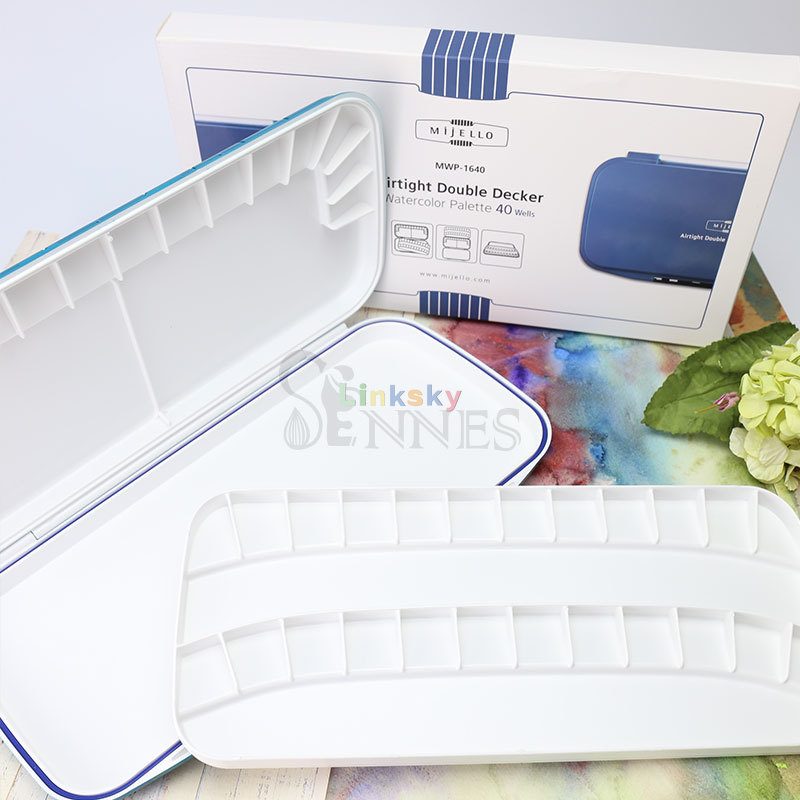 MIJELLO-paleta de pintura de acuarela hermética de doble piso, 40 MWP-1640 de pozo, 30 MWP-1630 de pozo, suministros de arte para pintura artística